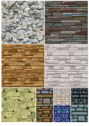 Seamless Vector Patterns of Various Stone and Brick Walls Free Vector