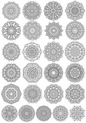 Set of 25 Intricate Mandala Outline Designs Free Vector