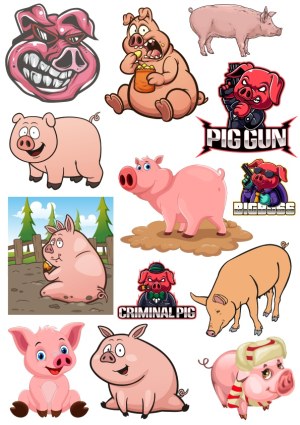 Collection of Cartoon Pig Characters and Logos Free Vector