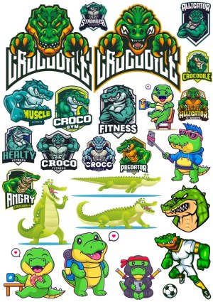 Crocodile and Alligator Cartoon and Mascot Vector Illustrations Free Vector