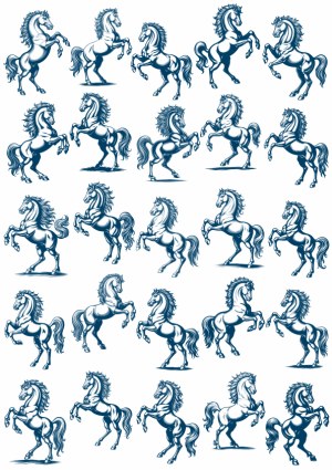 Set of 25 Stylized Rearing Horses Vector Illustrations Free Vector