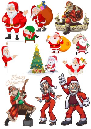 Christmas Santa Claus and Holiday Characters Vector Set Free Vector