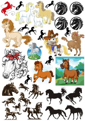 Collection of Horse Illustrations and Silhouettes Free Vector