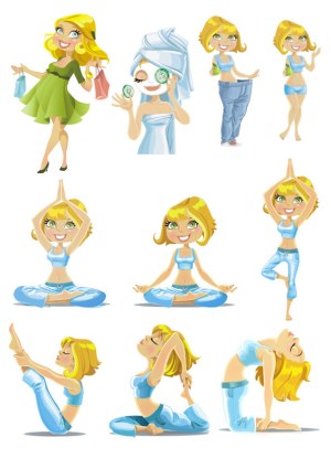 Blonde Woman in Healthy Lifestyle and Yoga Vector Set Free Vector