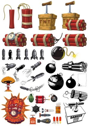 Collection of Explosive Devices Vector Illustrations Free Vector