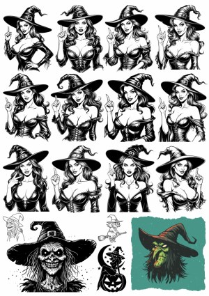 Collection of Witch Illustrations and Halloween Witch Characters Free Vector