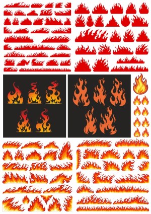 Collection of Various Fire Flames Vector Illustrations Free Vector