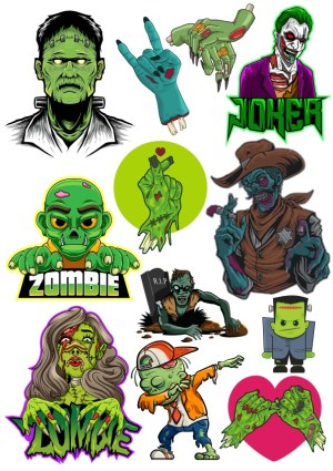 Collection of Cartoon Zombie and Monster Vector Illustrations Free Vector