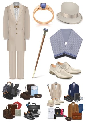 Classic Men's Formal Attire and Accessories Vector Set Free Vector