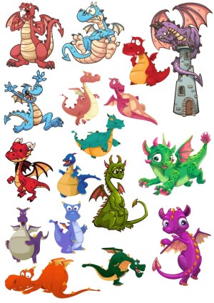 Collection of Colorful Cartoon Dragon Characters Free Vector