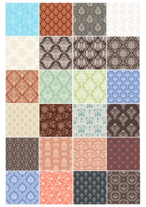 Vintage Floral Damask Pattern Collection Free Vector