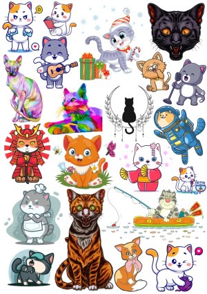 Collection of Cute and Artistic Cat Illustrations and Characters Free Vector