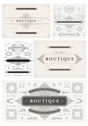 Vintage Boutique and Menu Decorative Label Vector Set Free Vector