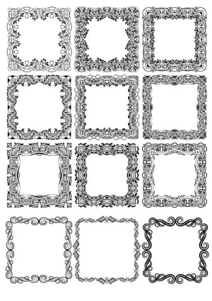 Collection of Ornate Vintage Decorative Square Frames Free Vector
