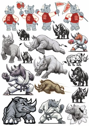 Rhino Mascot and Realistic Rhino Vector Collection Free Vector