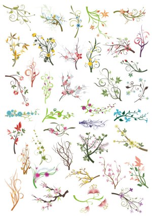 Collection of Decorative Floral Vector Branches and Sprigs Free Vector