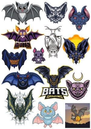Collection of Colorful Bat and Bat Mascot Vector Designs Free Vector