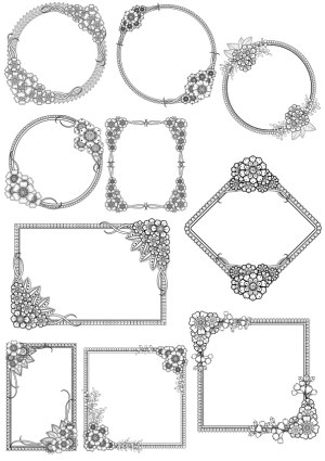 Intricate Floral Decorative Vector Frames and Borders Free Vector