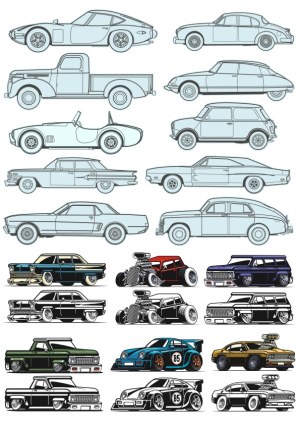 Vintage and Custom Classic Car Vector Collection Free Vector