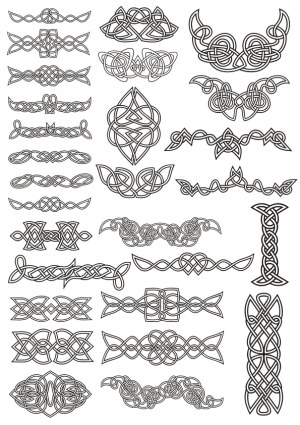 Set of Celtic Knot Decorative Borders and Dividers Free Vector