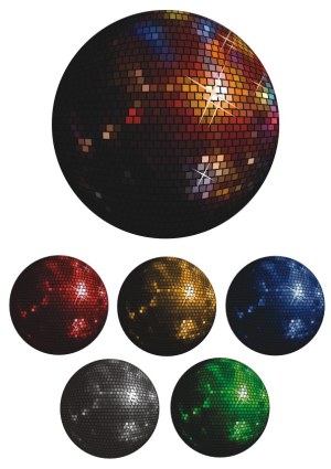 Set of Reflective Disco Mirror Balls in Multiple Colors Free Vector