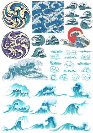 Creative Collection of Ocean Wave Vectors with Various Styles Free Vector