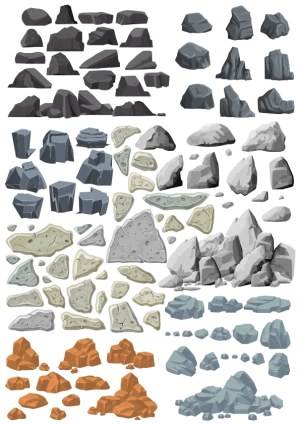 Set of Various Rock and Stone Vector Illustrations Free Vector
