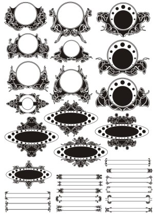 Black and White Vintage Ornate Frames and Borders Set Free Vector