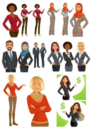 Vector Set of Diverse Business and Casual Women Characters Free Vector
