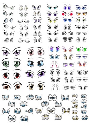 Collection of Various Cartoon Eyes and Eye Expressions Free Vector
