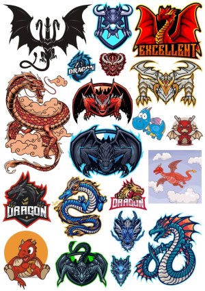 Collection of Diverse Dragon Vector Illustrations Free Vector