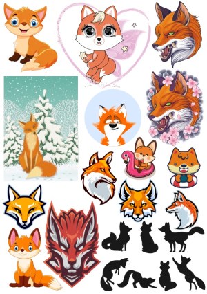 Collection of Various Fox Cartoon and Silhouette Vectors Free Vector