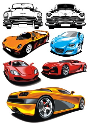 Vector Set of Vintage and Modern Sports Cars Free Vector