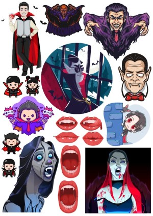 Collection of Vampire and Dracula Vector Illustrations Free Vector