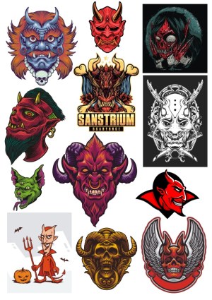 Collection of Demon, Devil, and Monster Vector Illustrations Free Vector