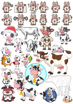 Cute and Diverse Cow Cartoon Vector Collection Free Vector