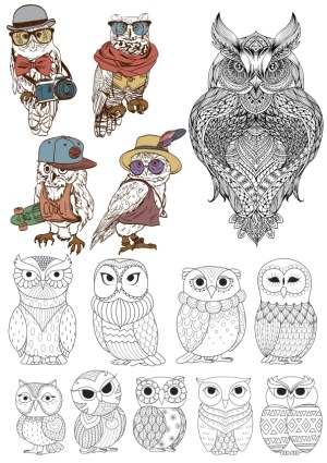 Stylish and Decorative Owl Vector Illustrations Free Vector