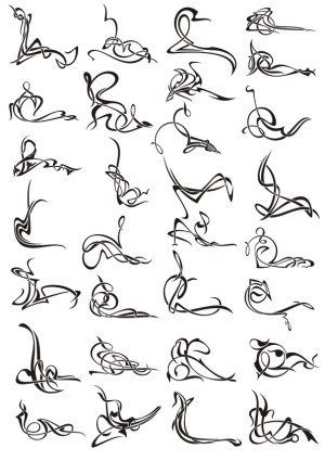 Abstract Black Line Art Human Figures in Various Poses Free Vector
