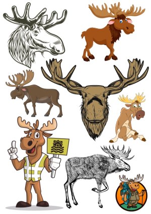 Moose and Elk Vector Illustration Set Free Vector