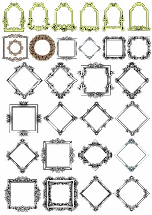 Ornate Vintage and Baroque Style Decorative Frame Vector Set Free Vector