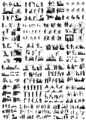 Variety of Human Activity and Interaction Pictograms Free Vector