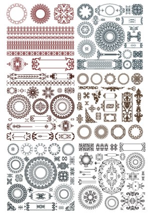 Ornate Vintage Decorative Borders and Round Frames Vector Collection Free Vector