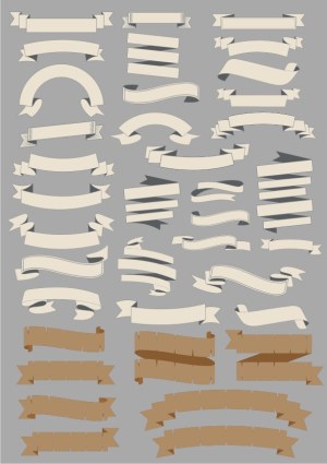 Collection of Vintage and Old Paper Style Decorative Ribbons and Banners Free Vector