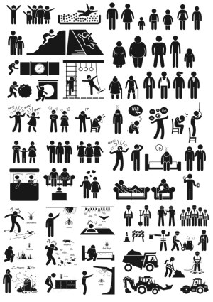 Various Human Activities and Situations Vector Icons Free Vector