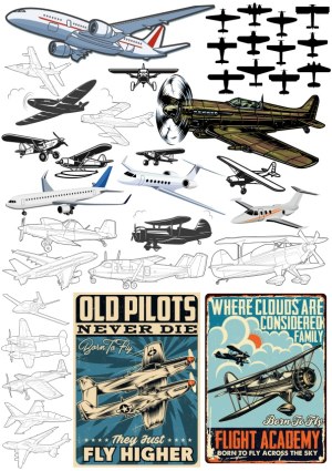 Vintage and Modern Airplanes Vector Collection with Inspirational Pilot Quotes Free Vector