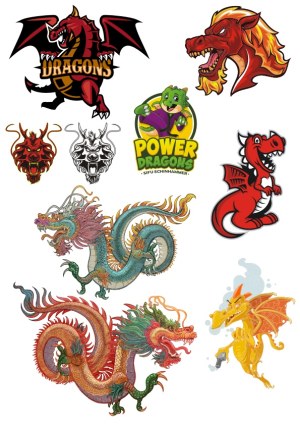 Collection of Dragon Vector Illustrations in Various Styles Free Vector