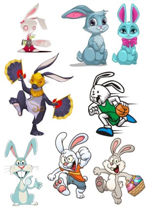 Collection of Cartoon and Fantasy Bunny Vector Characters Free Vector