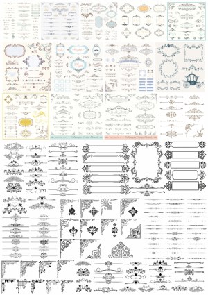 Ornamental Calligraphic Decorative Design Elements and Frames Free Vector