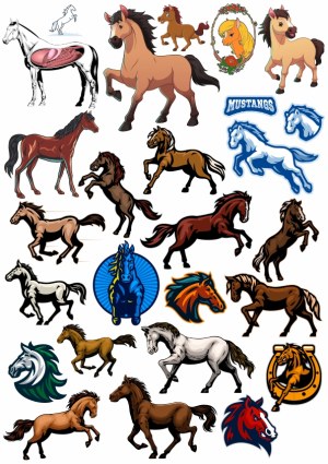 Collection of Horse and Mustang Vector Illustrations and Logos Free Vector