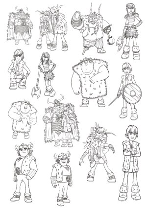 Black and White Viking Cartoon Character Line Art Collection Free Vector